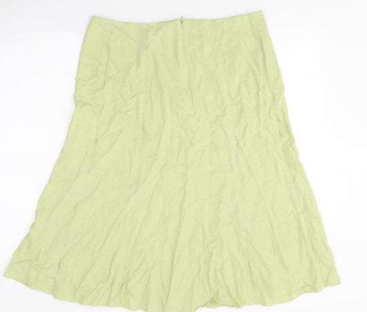 Autonomy Womens Green Polyester A-Line Skirt Size 14 Zip