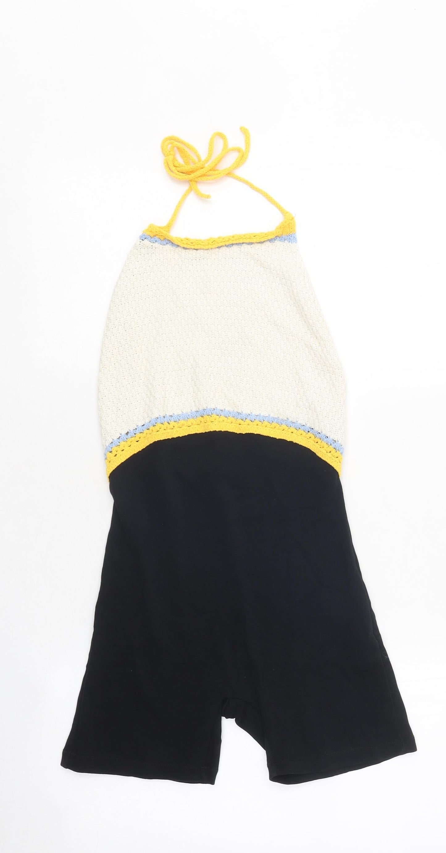 Zara Womens Multicoloured Colourblock Polyester Playsuit One-Piece Size S L16 in Tie