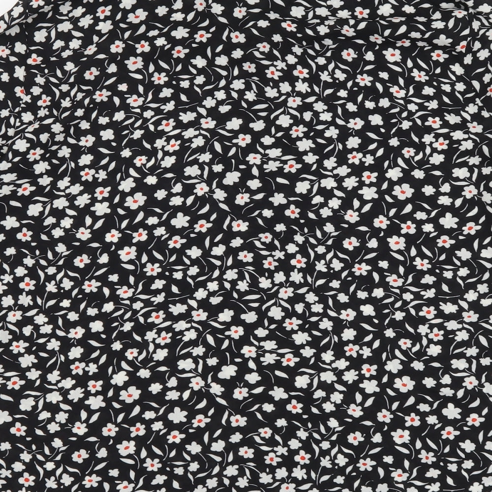 Primark Womens Black Floral Polyester Basic Button-Up Size 16 Collared