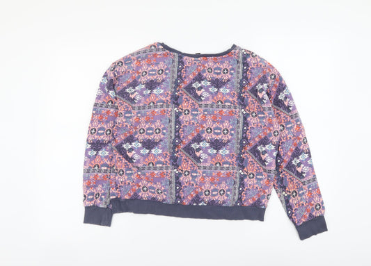 H&M Womens Multicoloured Geometric Cotton Pullover Hoodie Size M Pullover