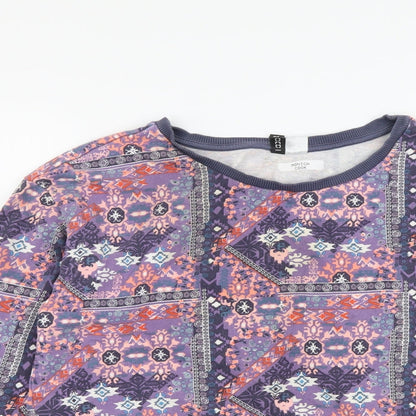H&M Womens Multicoloured Geometric Cotton Pullover Hoodie Size M Pullover