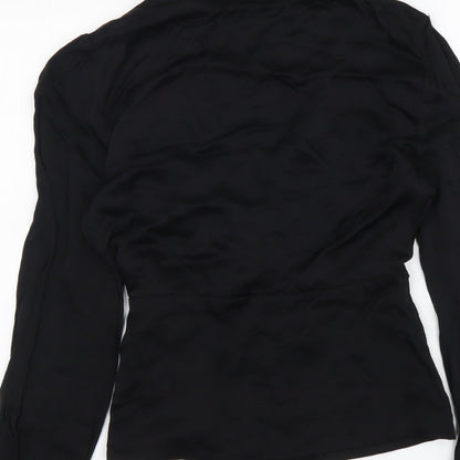 Zara Womens Black Polyester Basic Blouse Size S V-Neck