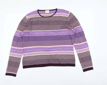 Country Casuals Womens Multicoloured Round Neck Striped Acrylic Pullover Jumper Size L