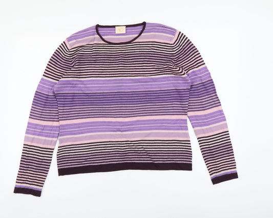 Country Casuals Womens Multicoloured Round Neck Striped Acrylic Pullover Jumper Size L