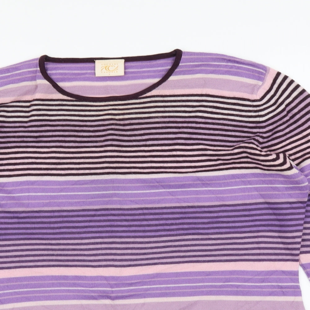 Country Casuals Womens Multicoloured Round Neck Striped Acrylic Pullover Jumper Size L