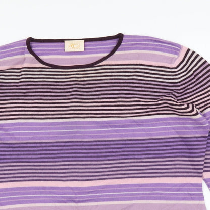 Country Casuals Womens Multicoloured Round Neck Striped Acrylic Pullover Jumper Size L