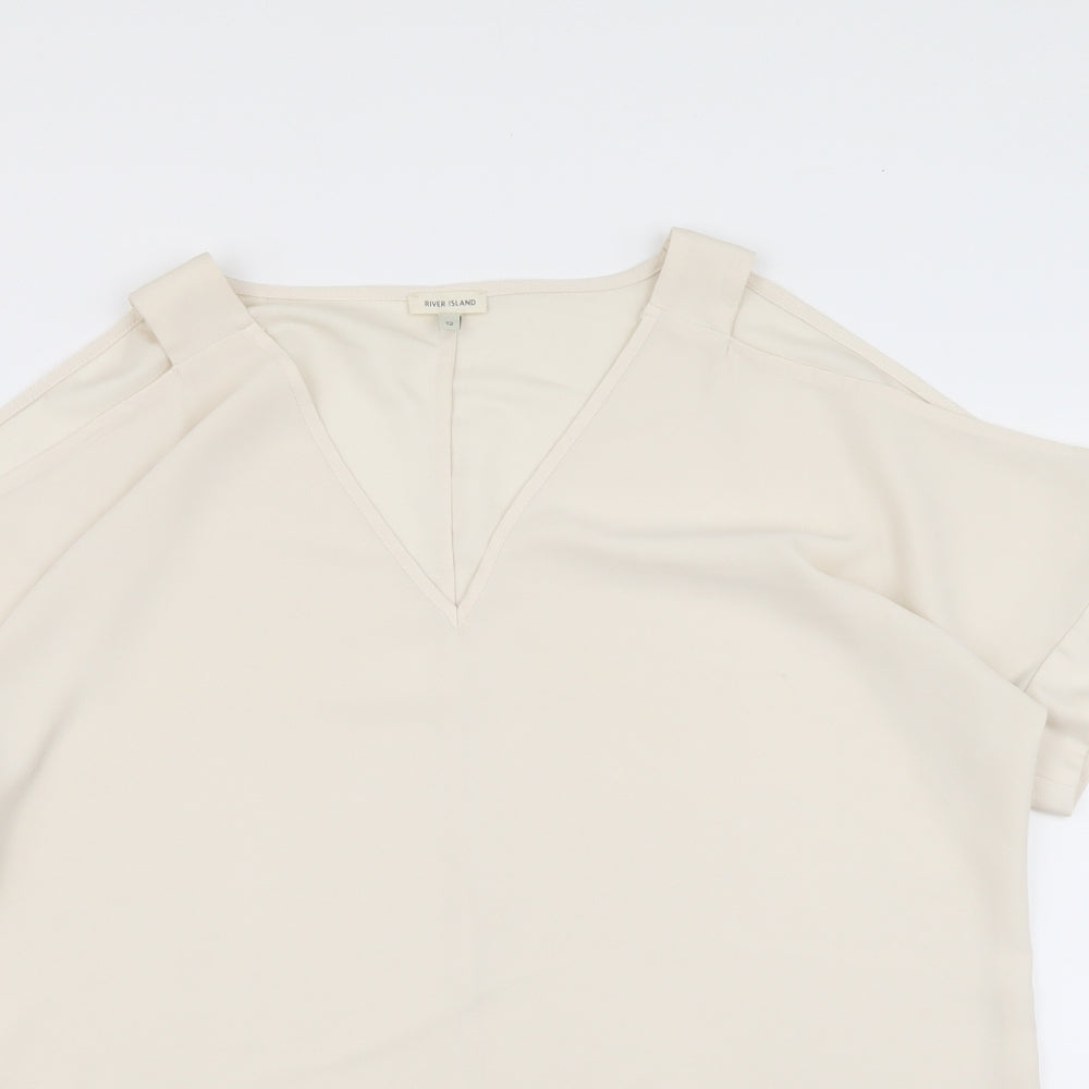 Womens UK Size 12 River Island Beige Basic Blouse