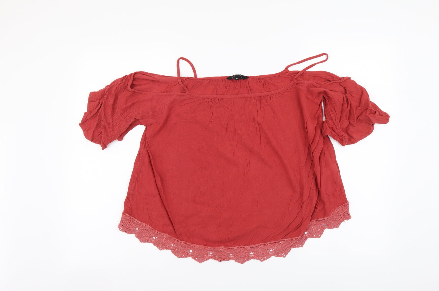 Womens UK Size 12 New Look Red Basic Blouse