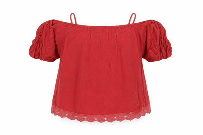 Womens UK Size 12 New Look Red Basic Blouse