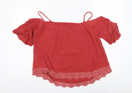 Womens UK Size 12 New Look Red Basic Blouse
