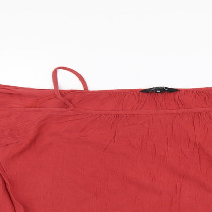 Womens UK Size 12 New Look Red Basic Blouse