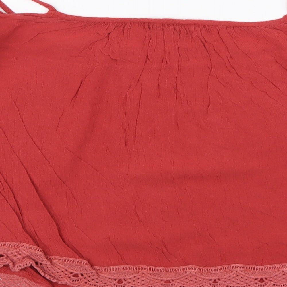 Womens UK Size 12 New Look Red Basic Blouse