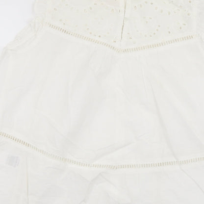 Love&Jeans Womens Ivory Cotton Basic T-Shirt Size M Mock Neck