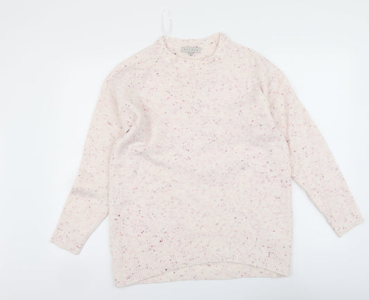 Nutmeg Womens Pink Round Neck Acrylic Pullover Jumper Size 10