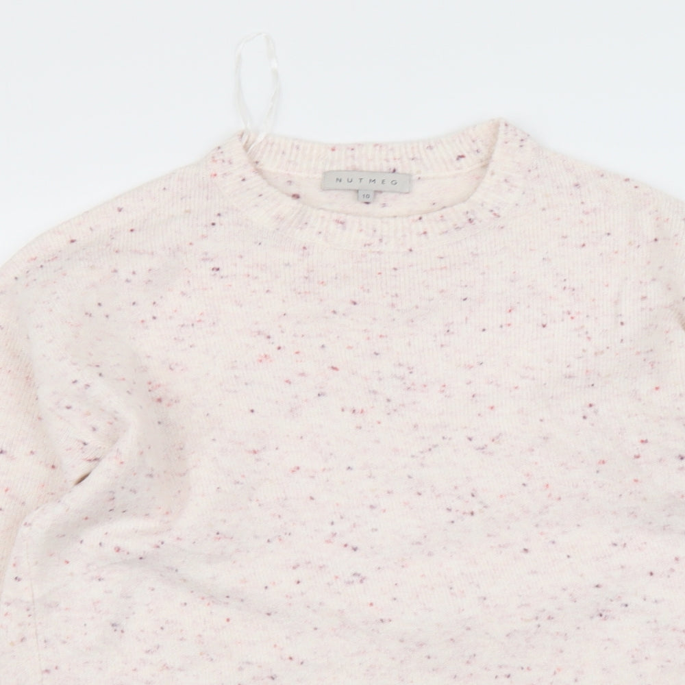 Nutmeg Womens Pink Round Neck Acrylic Pullover Jumper Size 10