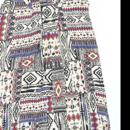 Karoline Morgan Womens Multicoloured Geometric Viscose A-Line Size 10 V-Neck Pullover