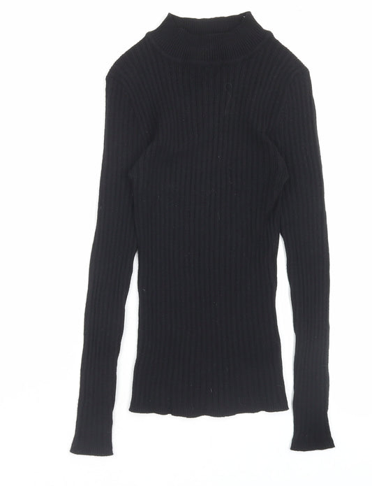 Primark Womens Black Mock Neck Polyester Pullover Jumper Size S