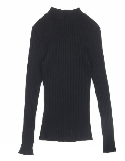 Primark Womens Black Mock Neck Polyester Pullover Jumper Size S