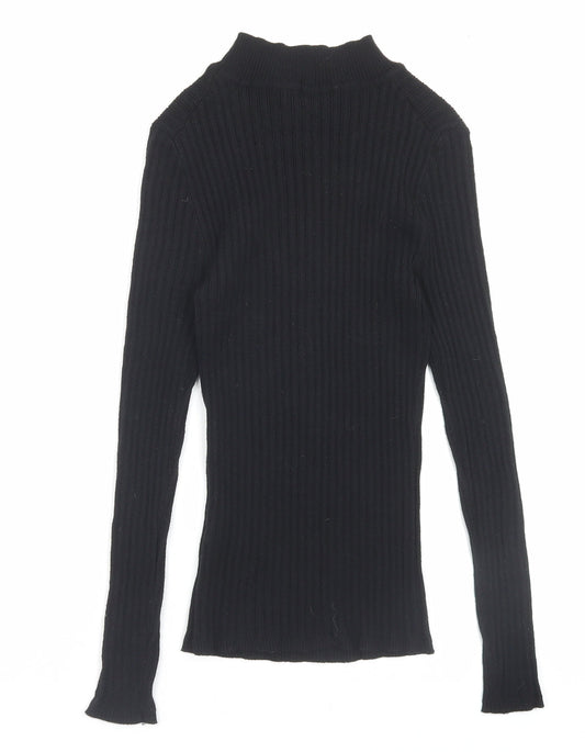 Primark Womens Black Mock Neck Polyester Pullover Jumper Size S
