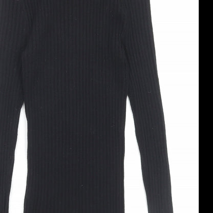 Primark Womens Black Mock Neck Polyester Pullover Jumper Size S