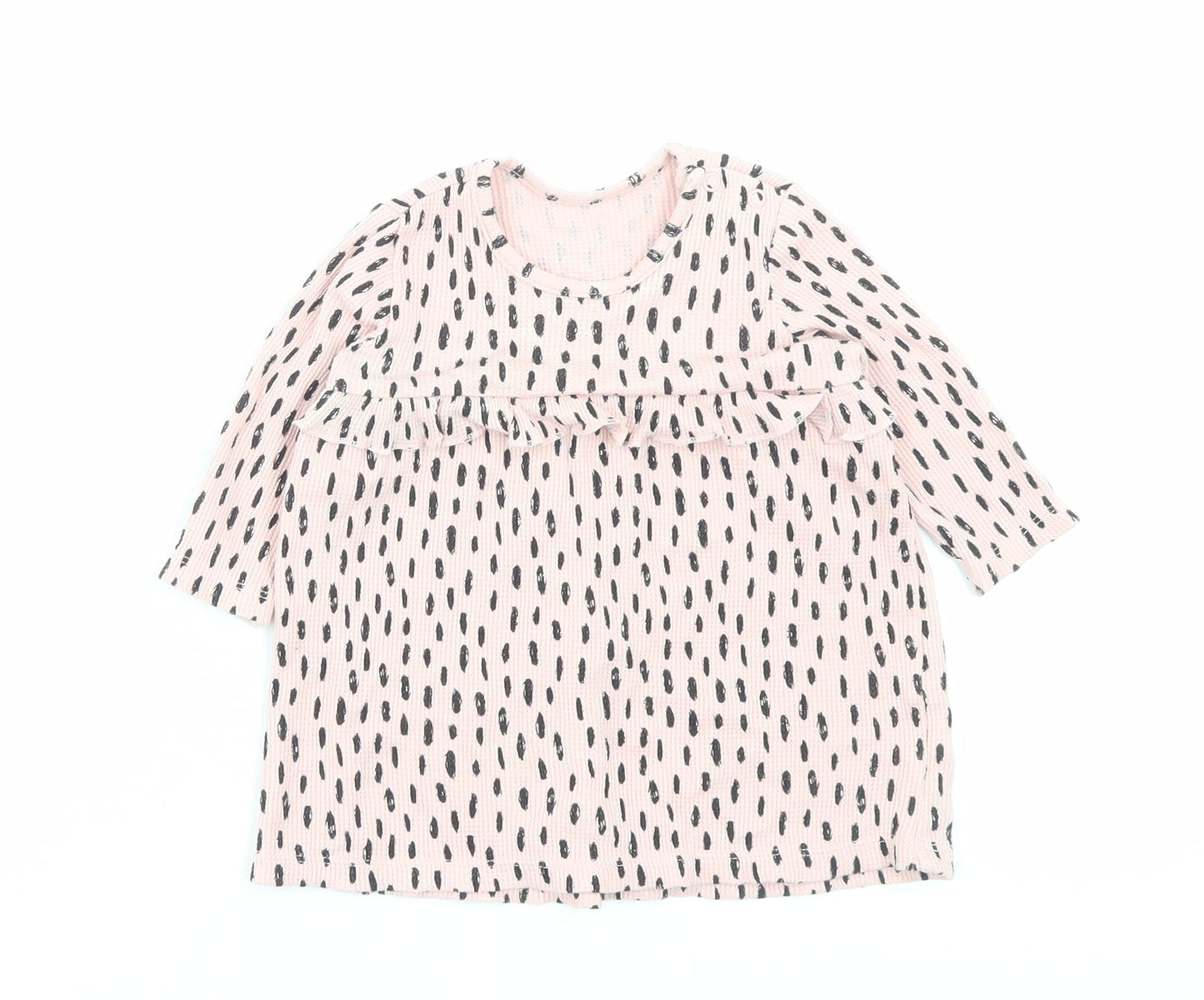 George Girls Pink Geometric Cotton A-Line Size 3-6 Months Crew Neck Button