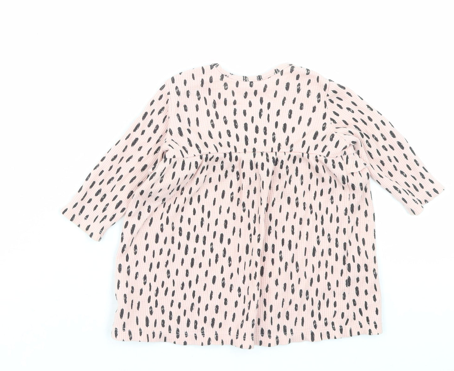 George Girls Pink Geometric Cotton A-Line Size 3-6 Months Crew Neck Button
