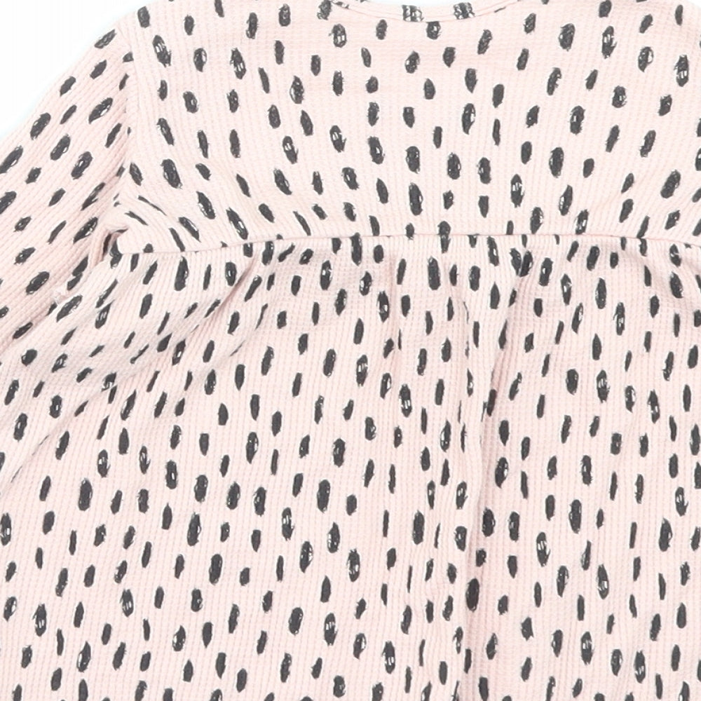 George Girls Pink Geometric Cotton A-Line Size 3-6 Months Crew Neck Button