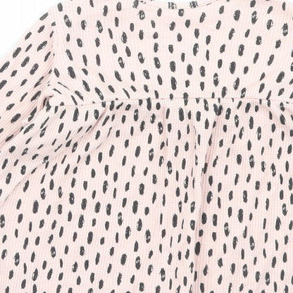 George Girls Pink Geometric Cotton A-Line Size 3-6 Months Crew Neck Button