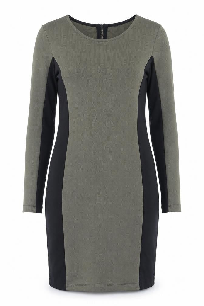 H&M Womens Green Polyester Bodycon Size 12 Crew Neck Zip