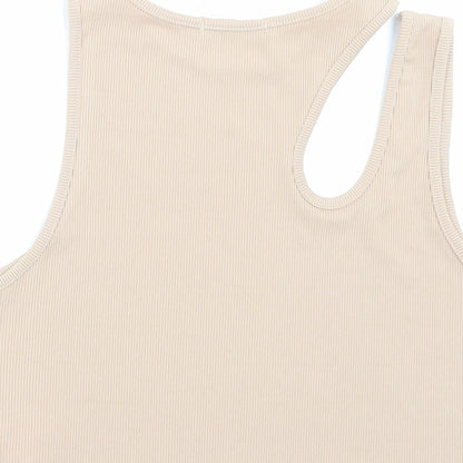 SheIn Womens Beige Polyester Cropped Tank Size L Crew Neck