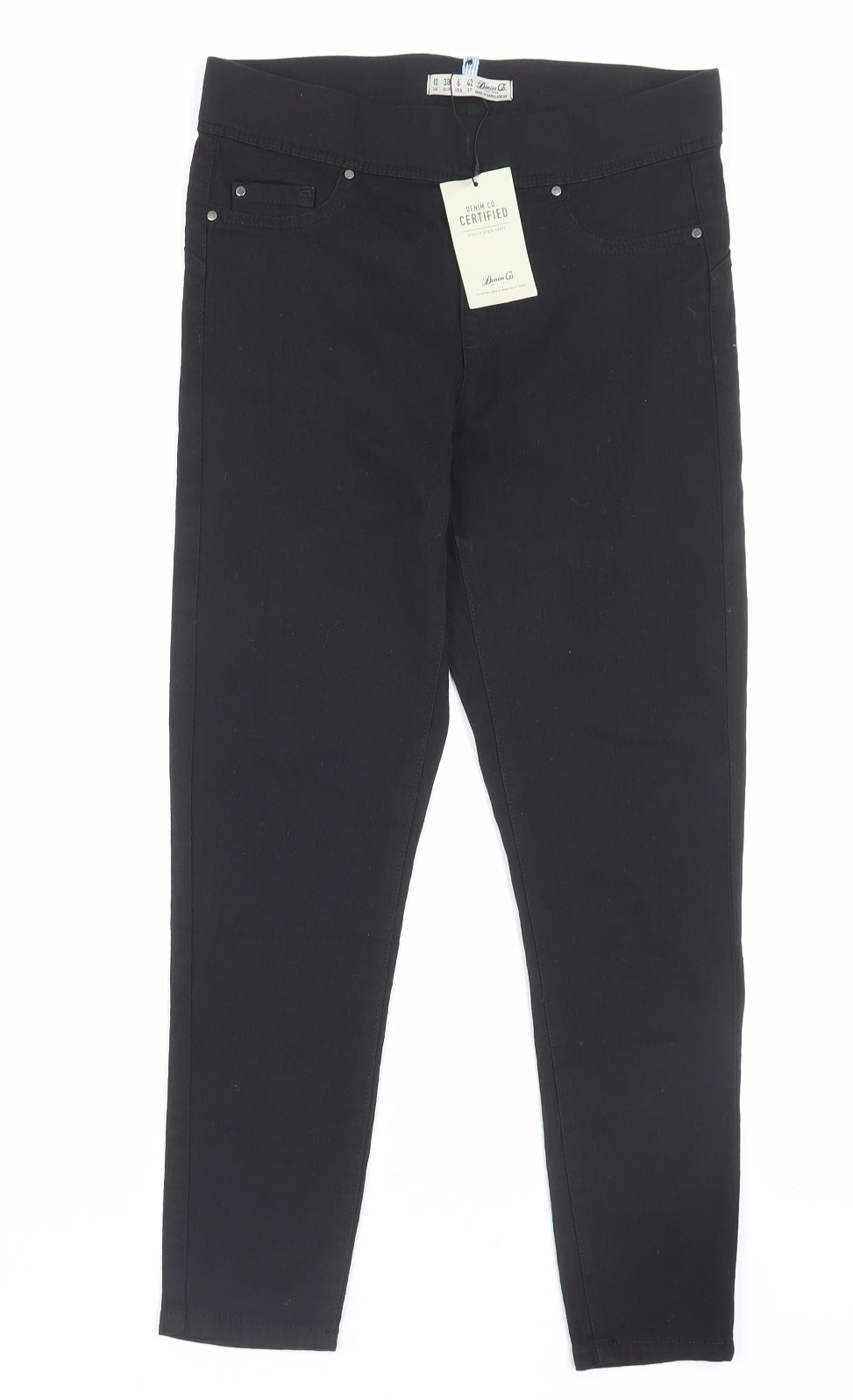 Denim & Co. Womens Black Cotton Jegging Trousers Size 10 L26 in Regular