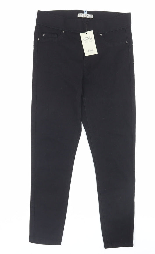 Denim & Co. Womens Black Cotton Jegging Trousers Size 10 L26 in Regular