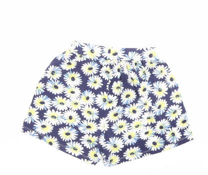 ASOS Womens Blue Floral Viscose Boyfriend Shorts Size 8 Regular Pull On