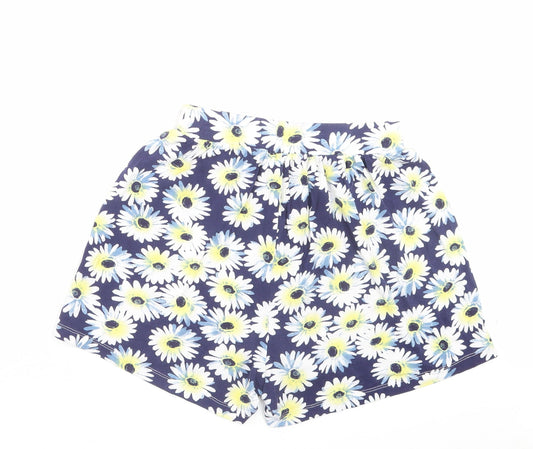 ASOS Womens Blue Floral Viscose Boyfriend Shorts Size 8 Regular Pull On