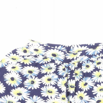 ASOS Womens Blue Floral Viscose Boyfriend Shorts Size 8 Regular Pull On