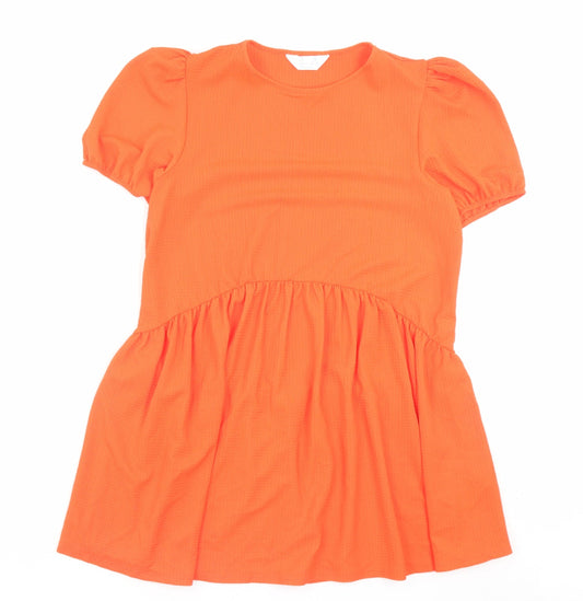 Primark Womens Orange Polyester A-Line Size S Crew Neck Pullover