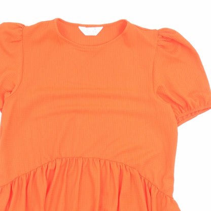 Primark Womens Orange Polyester A-Line Size S Crew Neck Pullover