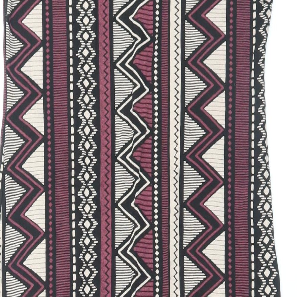 London Womens Multicoloured Geometric Viscose Bodycon Size M Boat Neck Pullover
