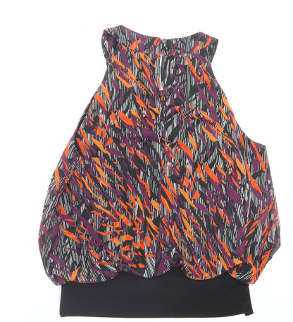 Julian MacDonald Womens Multicoloured Geometric Polyester Basic Tank Size 12 Halter