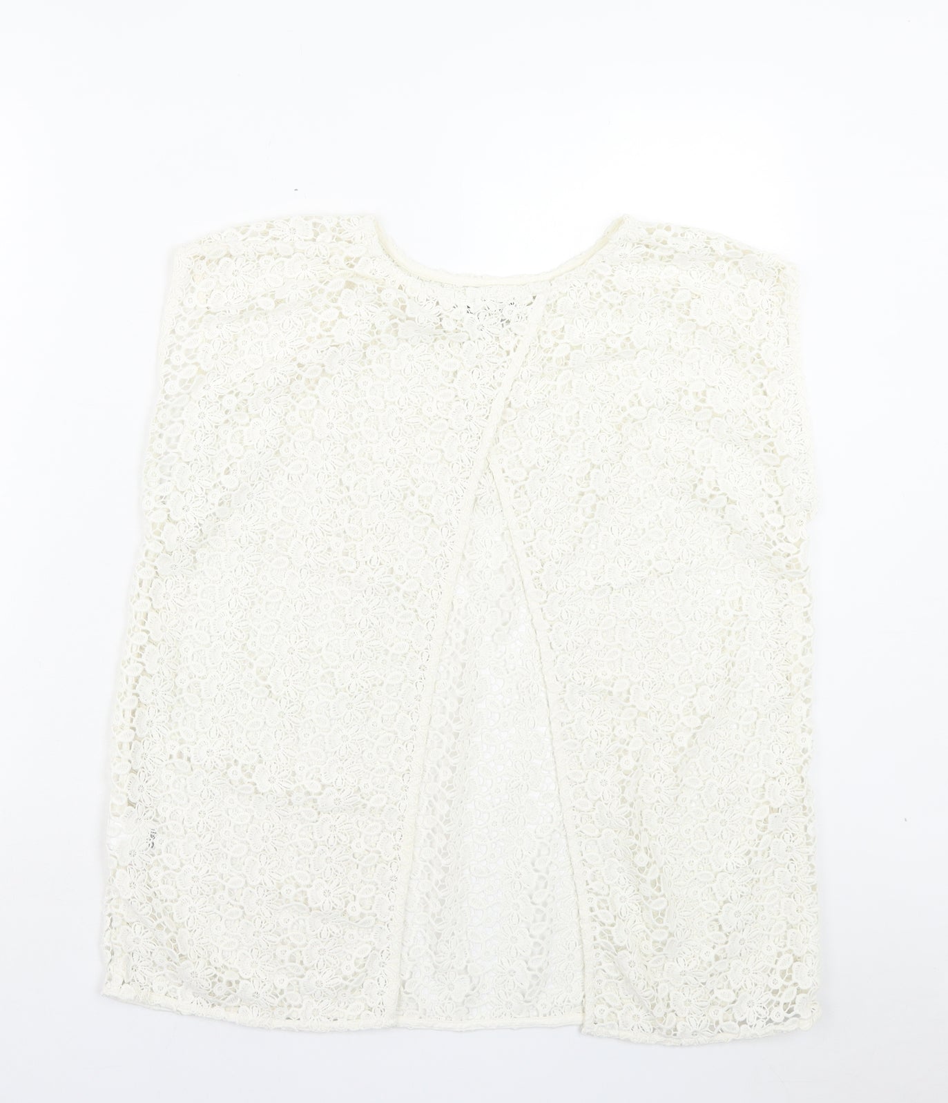 Papaya Womens White Floral Polyester Basic Tank Size 12 Crew Neck