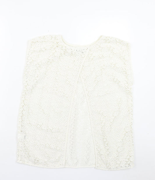 Papaya Womens White Floral Polyester Basic Tank Size 12 Crew Neck