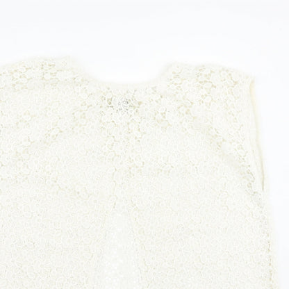 Papaya Womens White Floral Polyester Basic Tank Size 12 Crew Neck