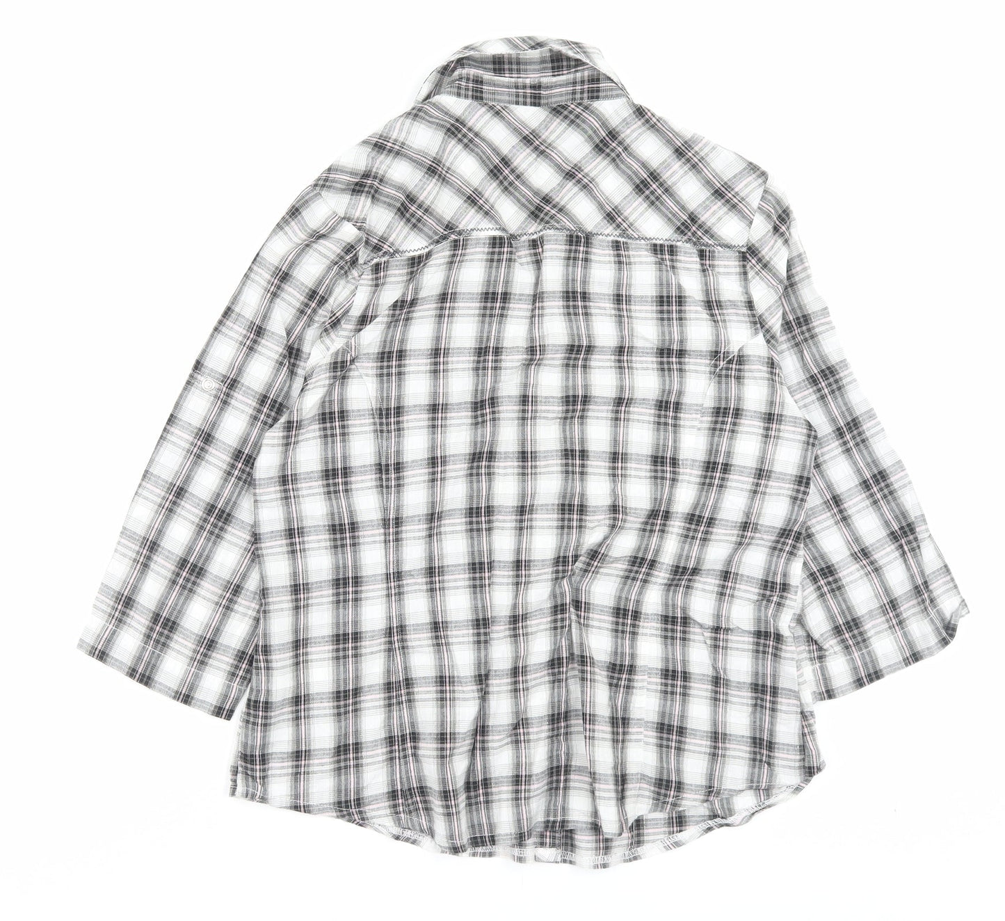 Mia Moda Womens Grey Plaid Cotton Basic Button-Up Size 16 Collared