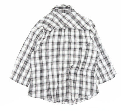 Mia Moda Womens Grey Plaid Cotton Basic Button-Up Size 16 Collared