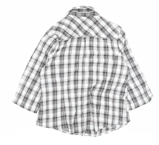 Mia Moda Womens Grey Plaid Cotton Basic Button-Up Size 16 Collared