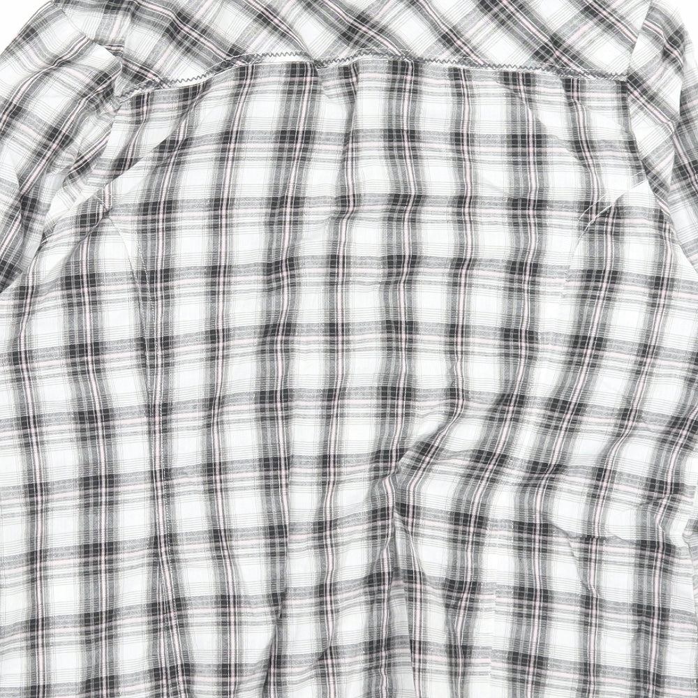 Mia Moda Womens Grey Plaid Cotton Basic Button-Up Size 16 Collared