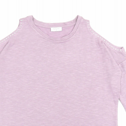 Papaya Womens Purple Viscose A-Line Size S Crew Neck Pullover - Cold Shoulder