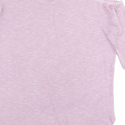 Papaya Womens Purple Viscose A-Line Size S Crew Neck Pullover - Cold Shoulder