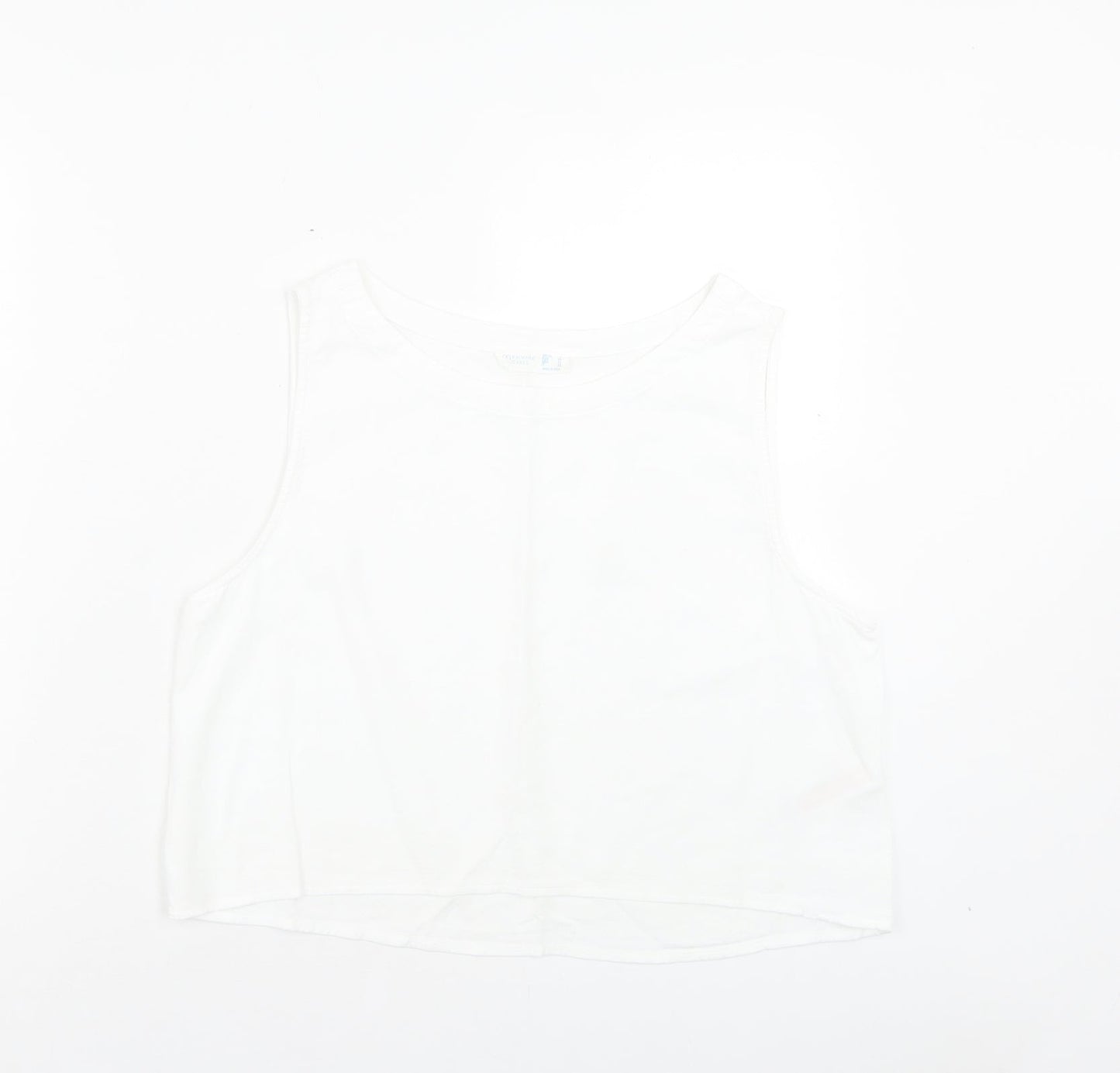 Primark Womens White Viscose Cropped Tank Size 16 Boat Neck