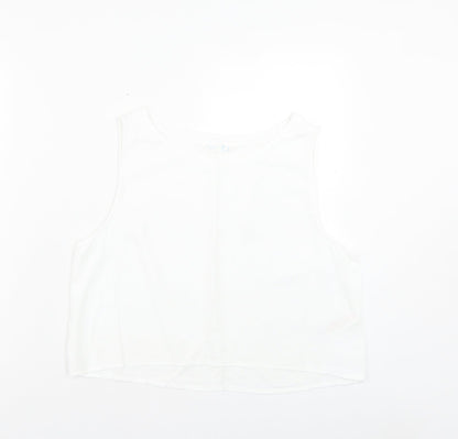 Primark Womens White Viscose Cropped Tank Size 16 Boat Neck